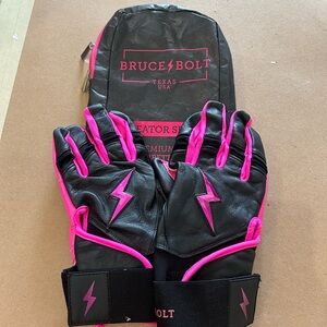 Bruce Bolt Black and Pink Batting Gloves